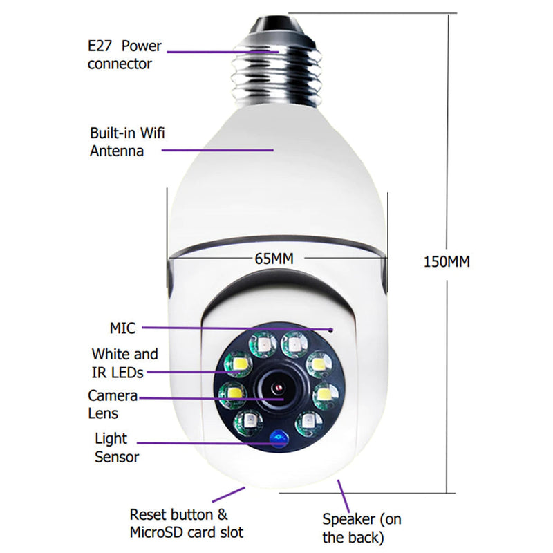 Wireless WIFI Light Bulb Security Camera